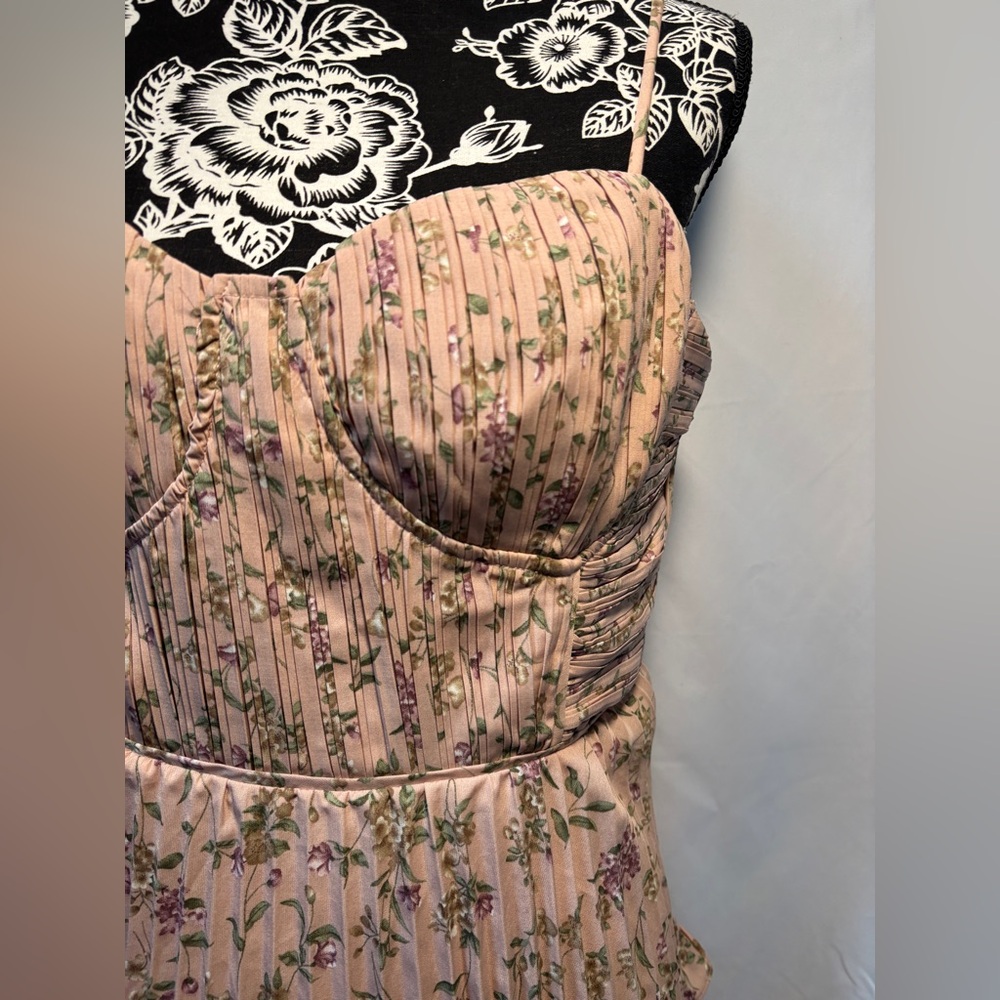 Lulu's Cascading Crush Pink Floral Print Tiered Bustier Midi Dress - Picture 5 of 15